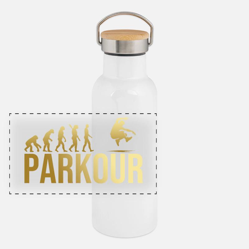 Evolution Parkour Panorama Thermosflasche mit Bambusdeckel