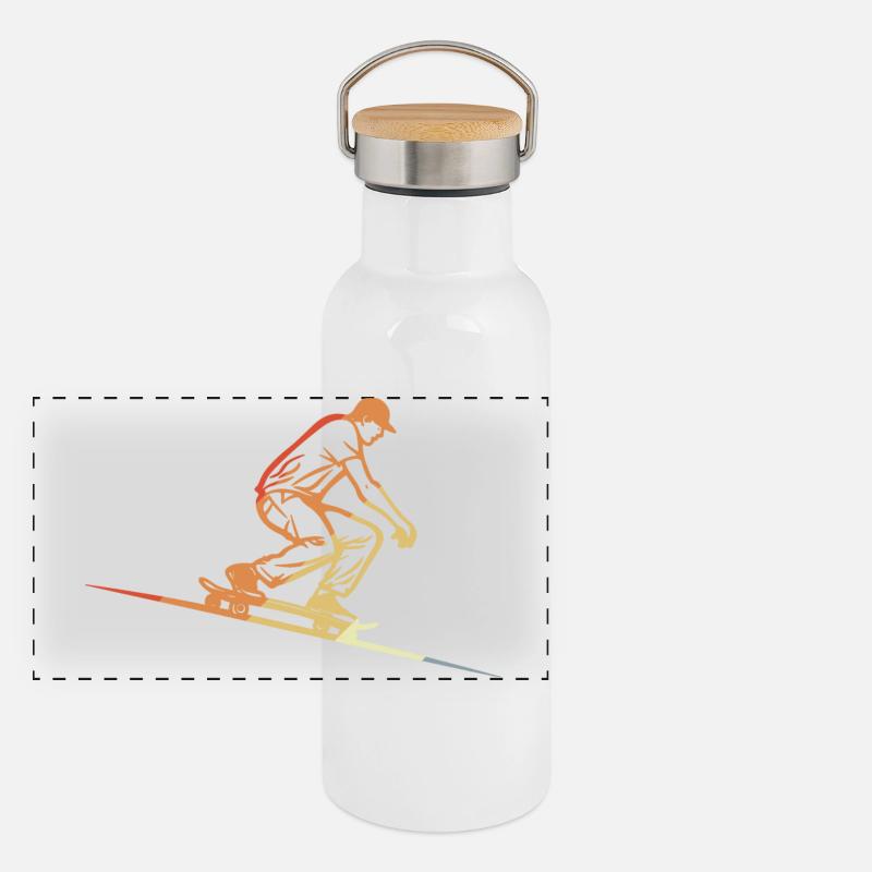Skateboard Style rétro Gourde isotherme avec bouchon en bambou