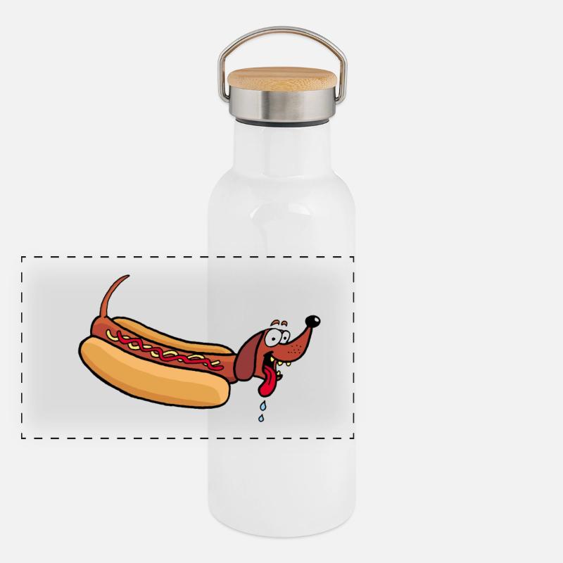 Chien chaud Gourde isotherme avec bouchon en bambou
