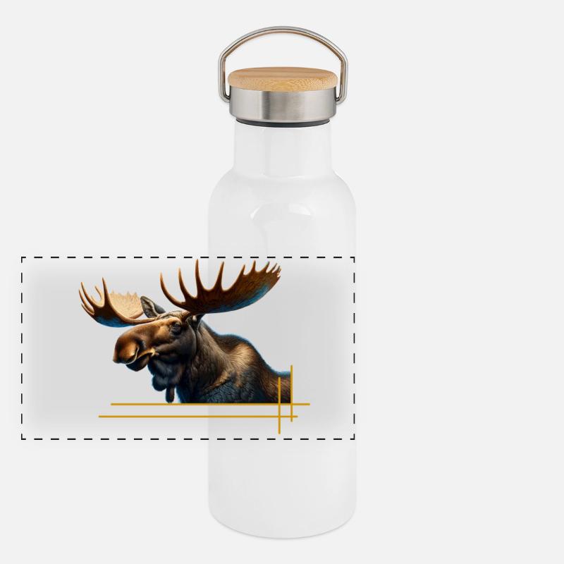 Le roi de la forêt, l’orignal Gourde isotherme avec bouchon en bambou