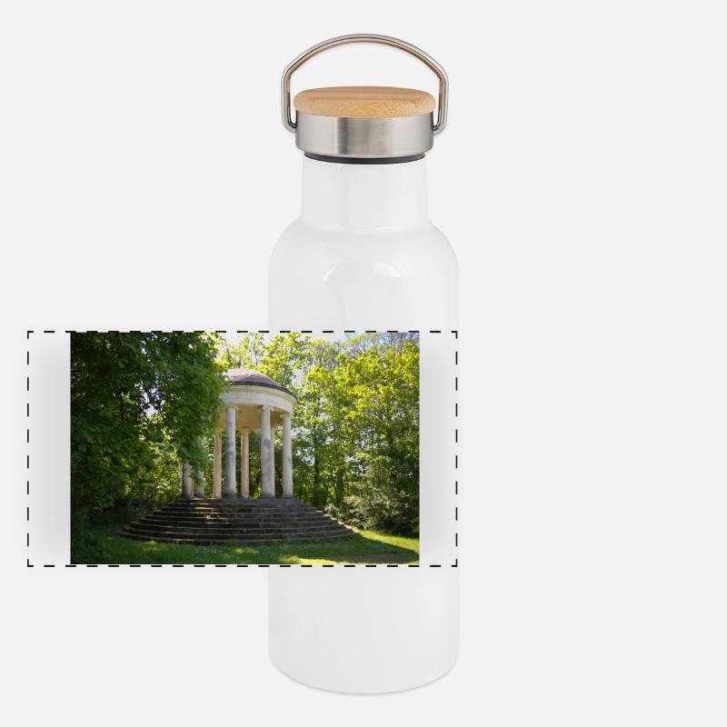 Pavillon - Panorama Thermosflasche mit Bambusdeckel - Weiß