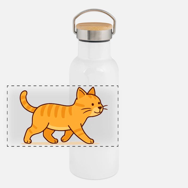 Chat Pauli Gourde isotherme avec bouchon en bambou