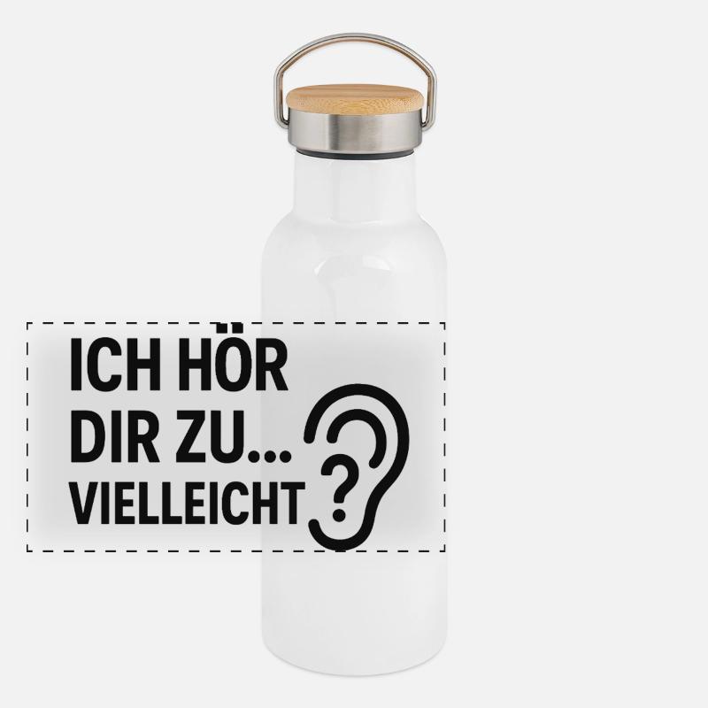 Ich hör dir zu... Vielleicht? Panorama Thermosflasche mit Bambusdeckel