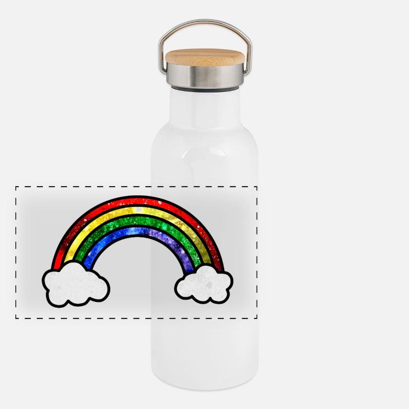 Cosmic Rainbow Panoramic Thermal Bottle with Bamboo Lid