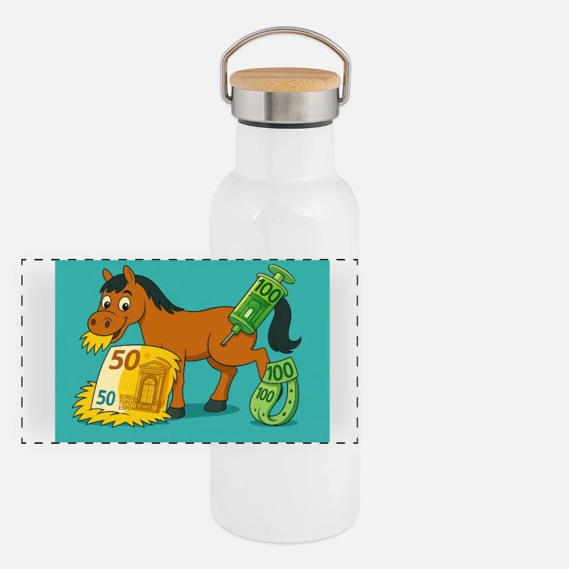 teures Pferd Panorama Thermosflasche mit Bambusdeckel