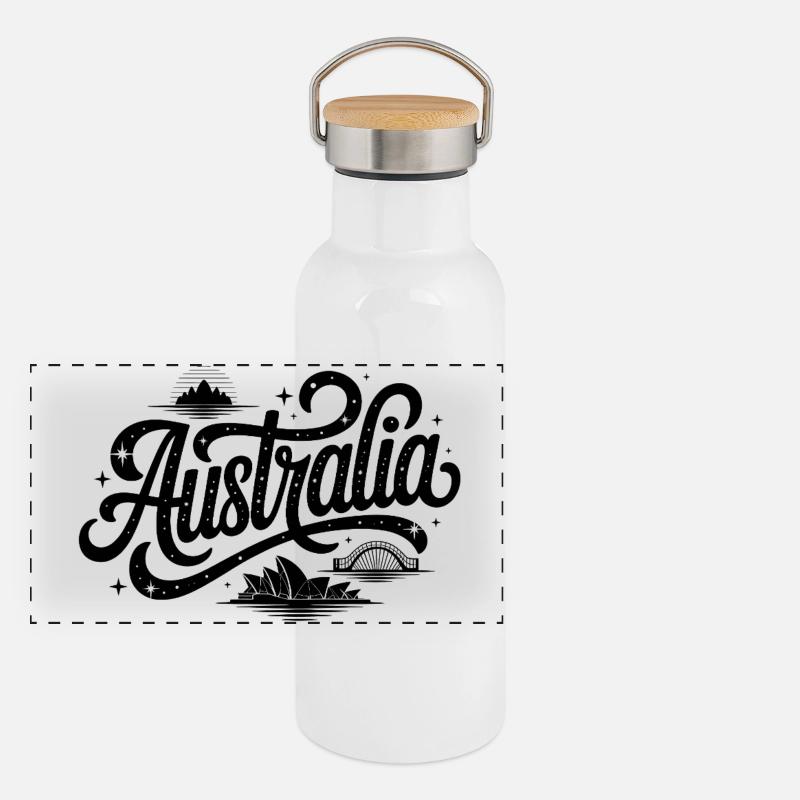 Australie - Conception de souvenirs Gourde isotherme avec bouchon en bambou