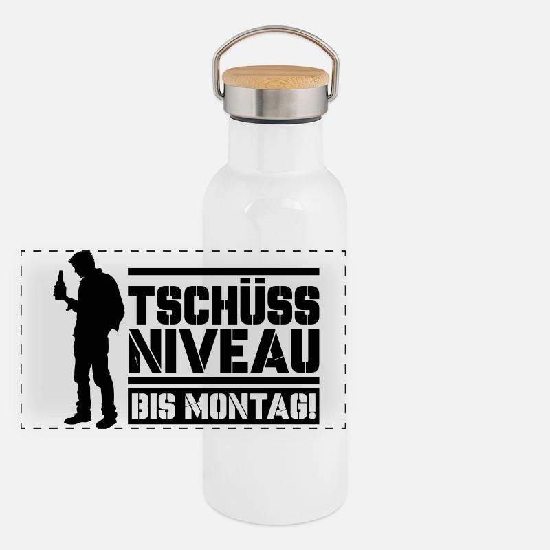 Tschüss Niveau bis Montag Panorama Thermosflasche mit Bambusdeckel