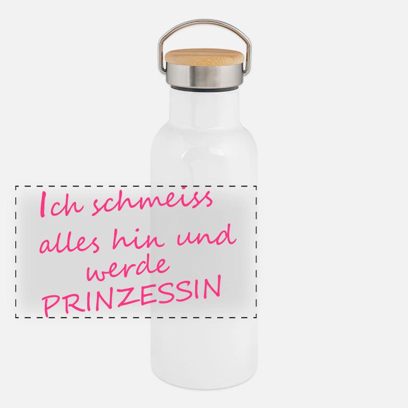 Ich_werde_Prinzessin - Panoramic Thermal Bottle with Bamboo Lid - white