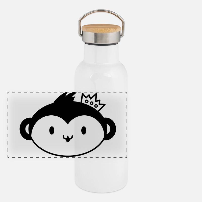 Monkey Crown – Cute Monkey Head with Crown Panoramic Thermal Bottle with Bamboo Lid