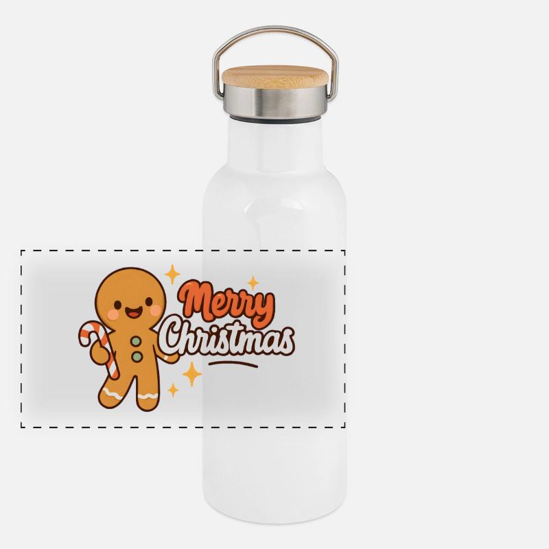 Gingembre Noël Mignon Candy Cane Gourde isotherme avec bouchon en bambou