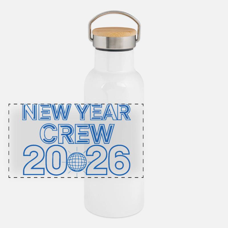Neujahrscrew 2026 Celebration Tee Panorama Thermosflasche mit Bambusdeckel