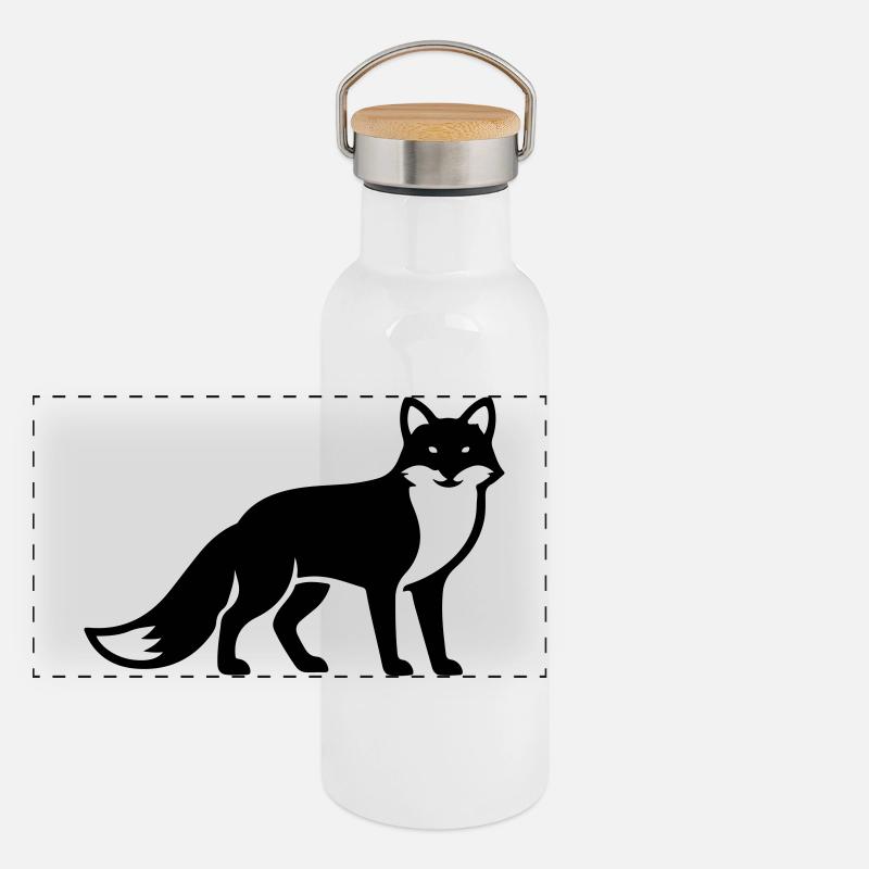 Silhouette d’animal renard Gourde isotherme avec bouchon en bambou
