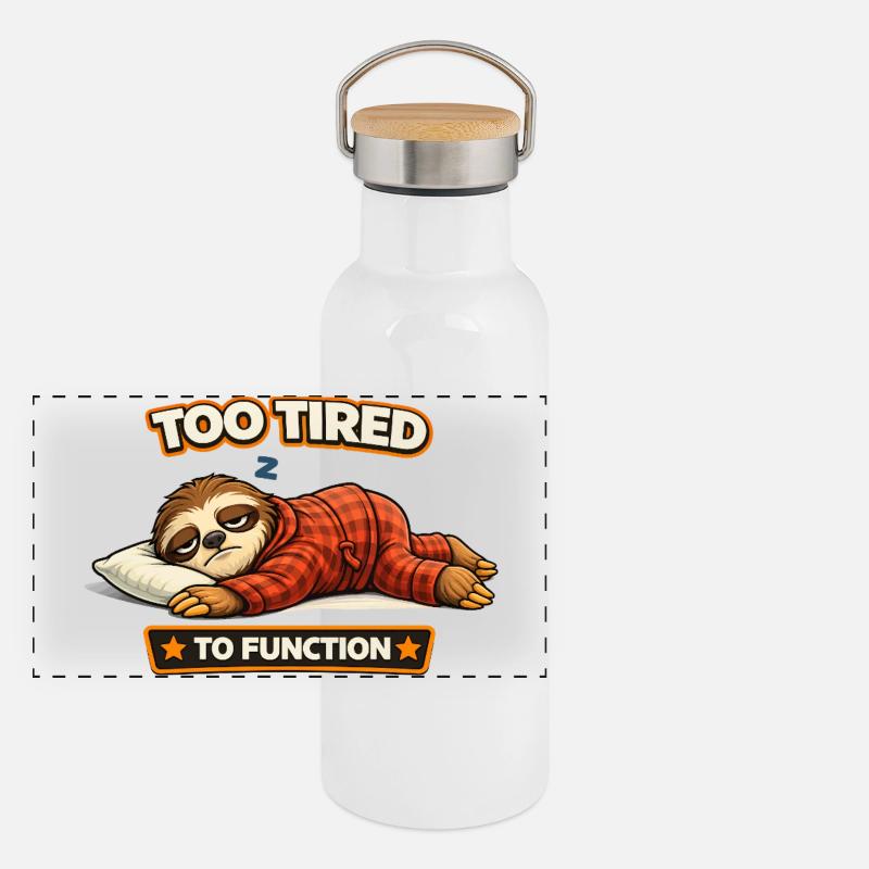 Too Tired To Function Sloth Panoramic Thermal Bottle with Bamboo Lid