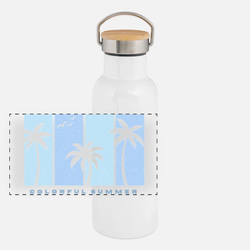 Bunte Sommerstimmungen Panorama Thermosflasche mit Bambusdeckel