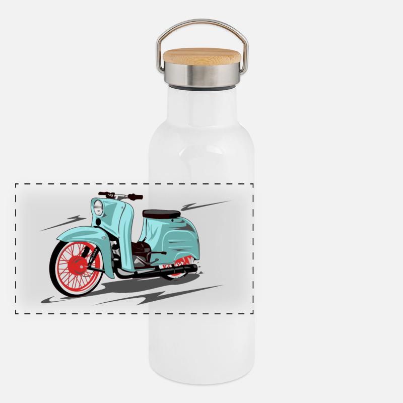 Simson Schwalbe mint, peppermint Panorama Thermosflasche mit Bambusdeckel