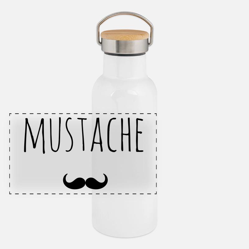 idée cadeau Mustache Barbe Gourde isotherme avec bouchon en bambou