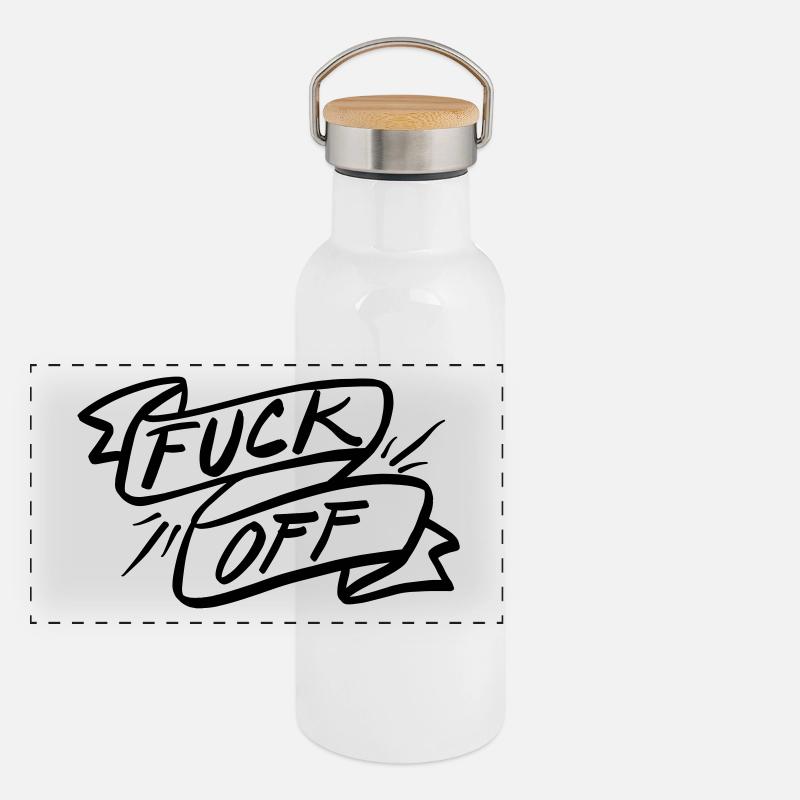 Fuck Off! Panorama Thermosflasche mit Bambusdeckel