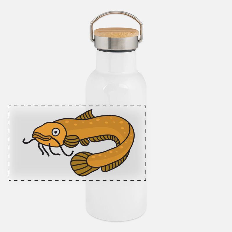 Barbue de rivière européenne. Gourde isotherme avec bouchon en bambou