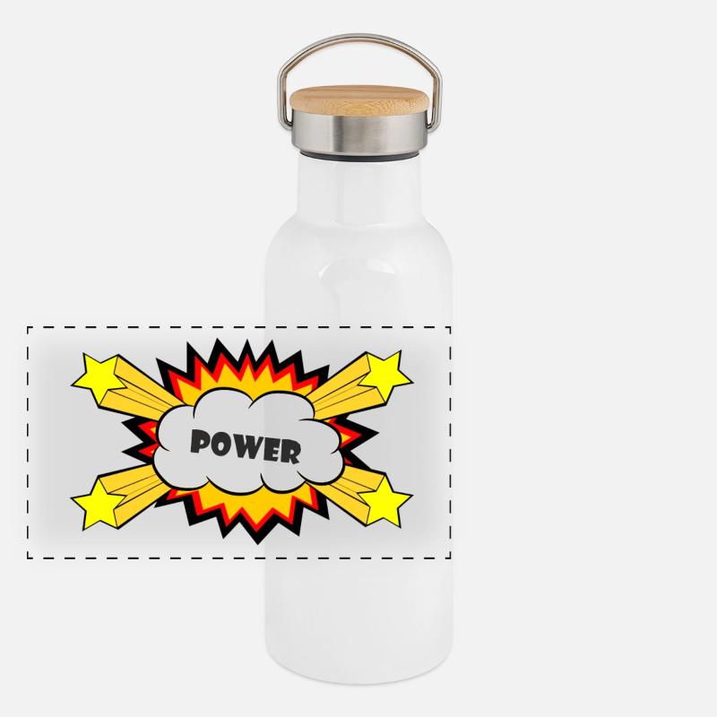 Puissance Comic Explosion Gourde isotherme avec bouchon en bambou