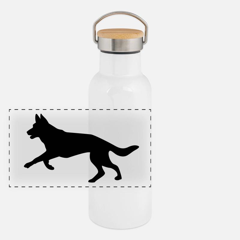 Deutscher Schäferhund - Panorama Thermosflasche mit Bambusdeckel - Weiß
