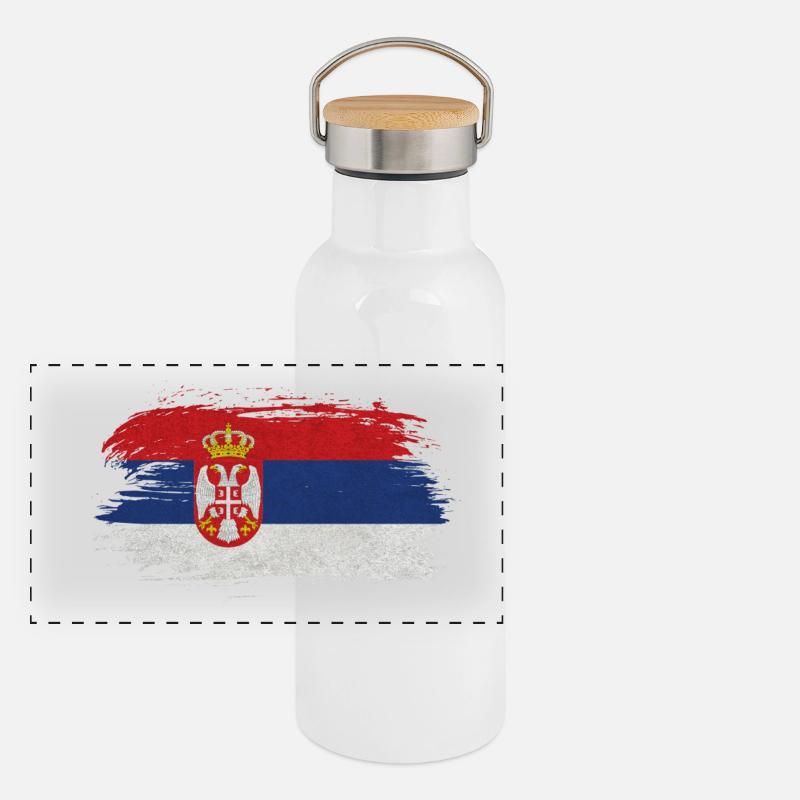 Drapeau vintage de la Serbie Gourde isotherme avec bouchon en bambou