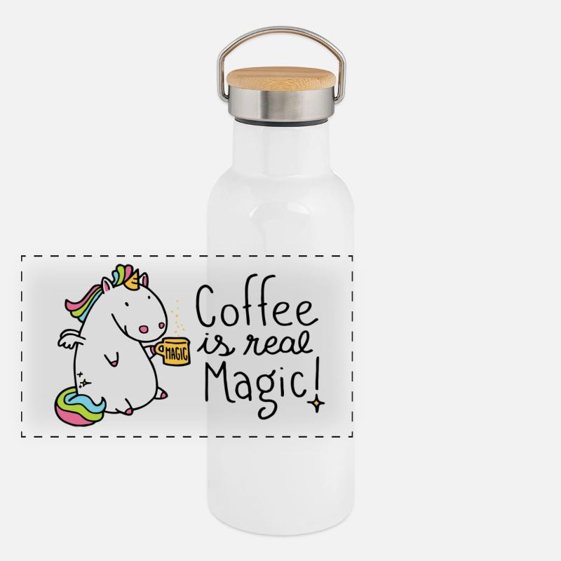 Coffee is real Magic Panorama Thermosflasche mit Bambusdeckel