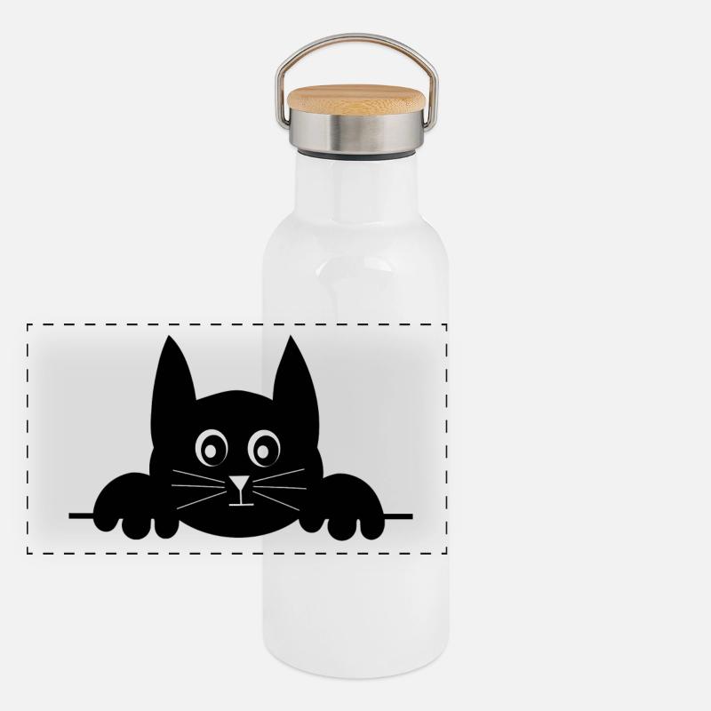 chat noir chat chaton doux cadeau de Noël Gourde isotherme avec bouchon en bambou