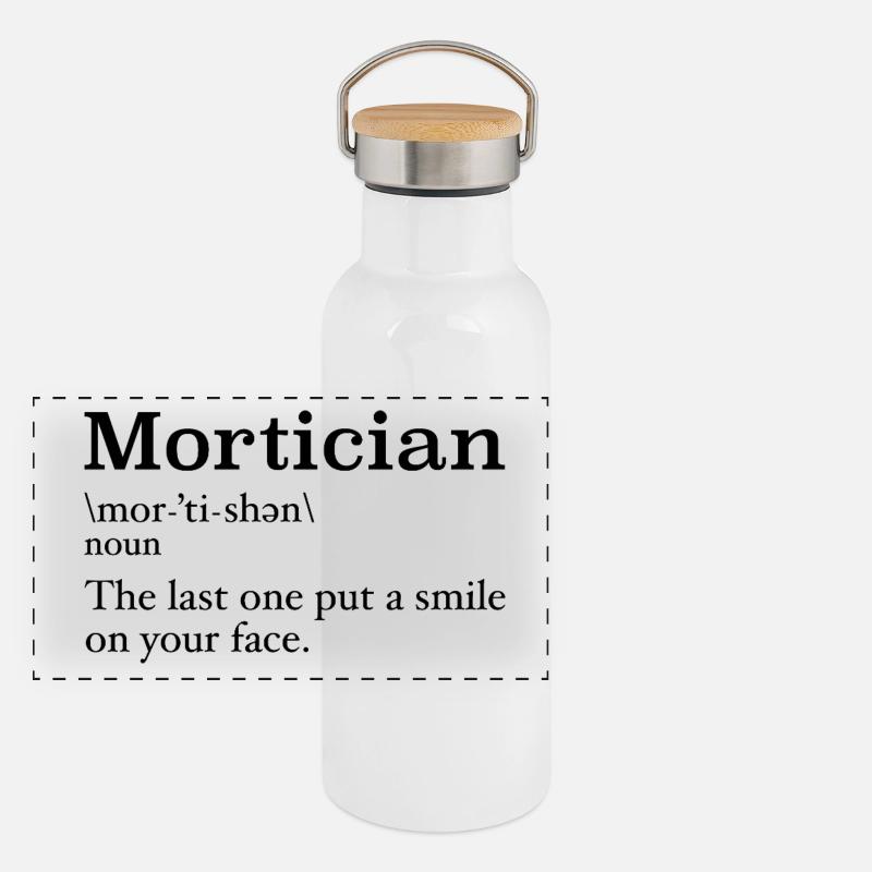 Bestatter Definition Studentin der Leichenkunde Panorama Thermosflasche mit Bambusdeckel