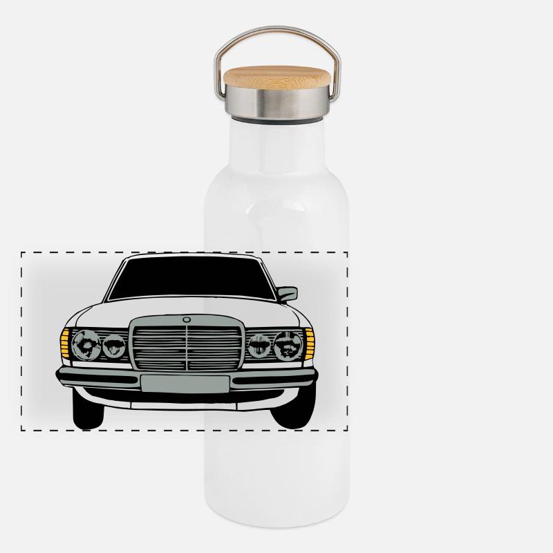 MB W123 Youngtimer Oldtimer,70er,80er (25) Panorama Thermosflasche mit Bambusdeckel