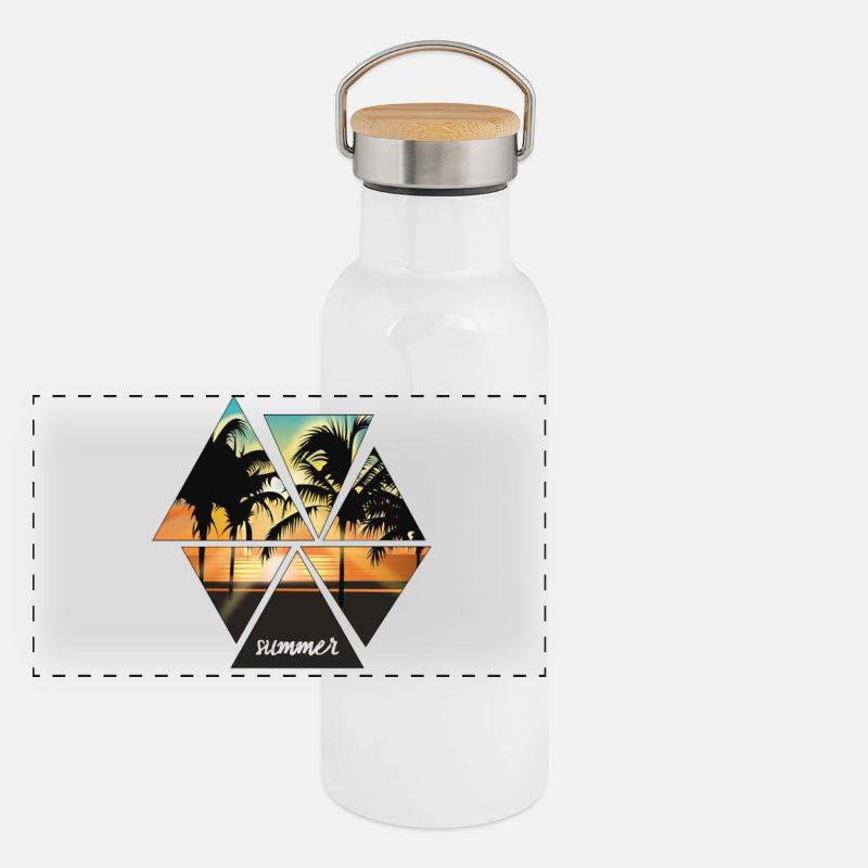 coucher du soleil Gourde isotherme avec bouchon en bambou