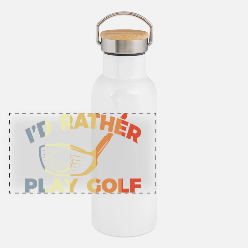 Je préfère jouer au golf Gourde isotherme avec bouchon en bambou