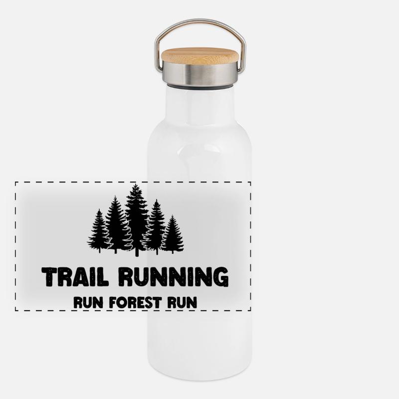 Course à pied - Run Forest Run - Gourde isotherme avec bouchon en bambou - blanc