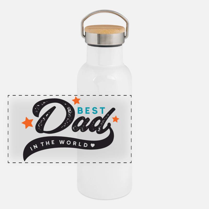 Bester Vater der Welt Panorama Thermosflasche mit Bambusdeckel