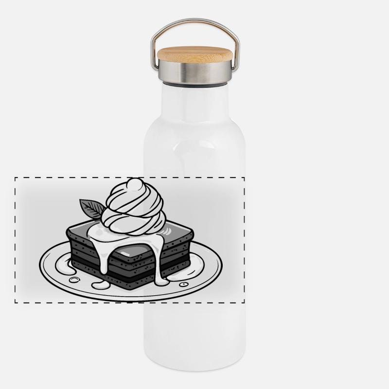 Hot Brownie - Panoramic Thermal Bottle with Bamboo Lid - white