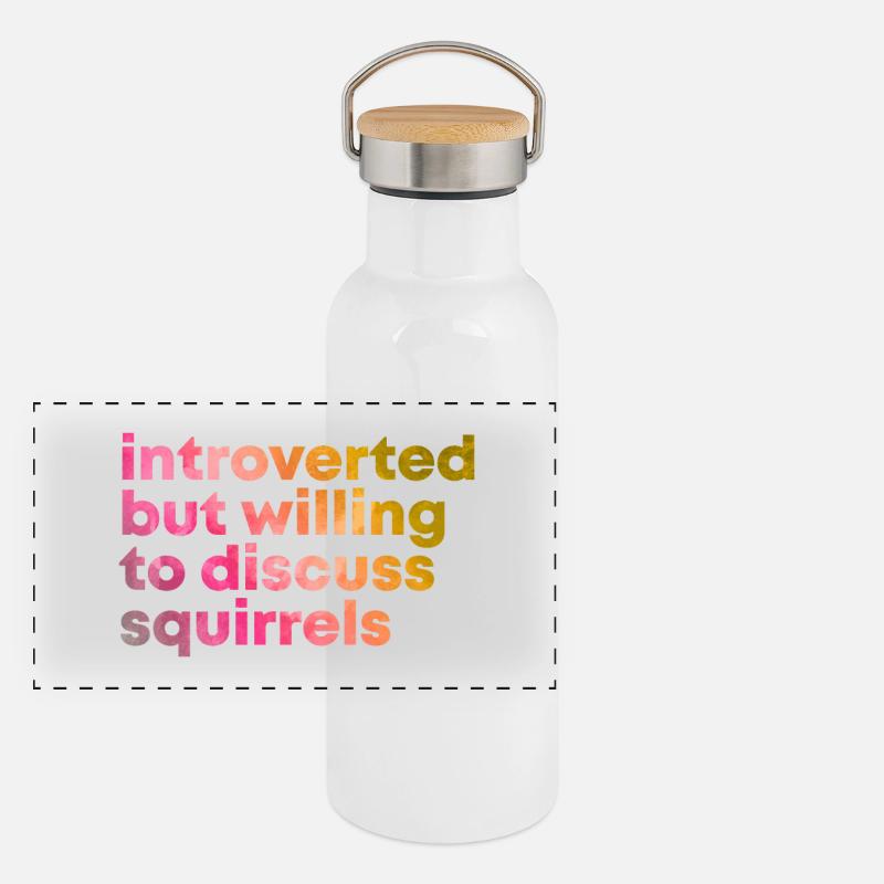 Eichhörnchen Panorama Thermosflasche mit Bambusdeckel