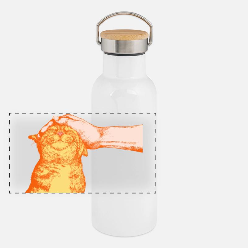 DIE GLÜCKLICHE KATZE Panorama Thermosflasche mit Bambusdeckel