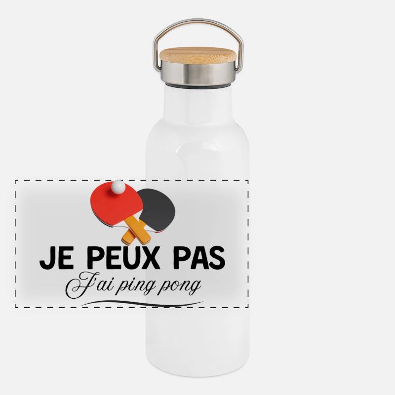 I can't I have ping pong - Panoramic Thermal Bottle with Bamboo Lid - white