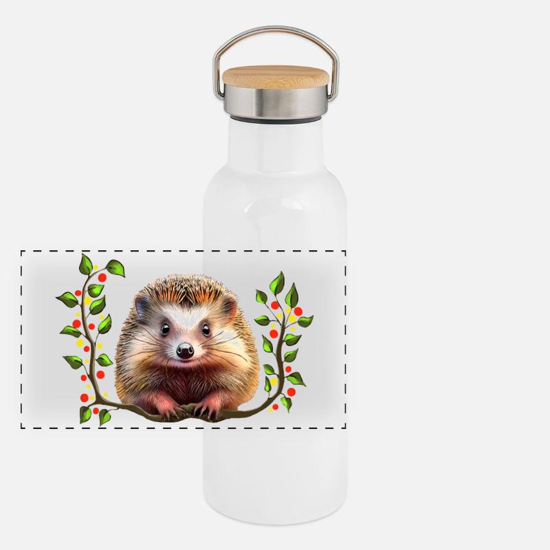 Hérisson Festif de Noël Gourde isotherme avec bouchon en bambou