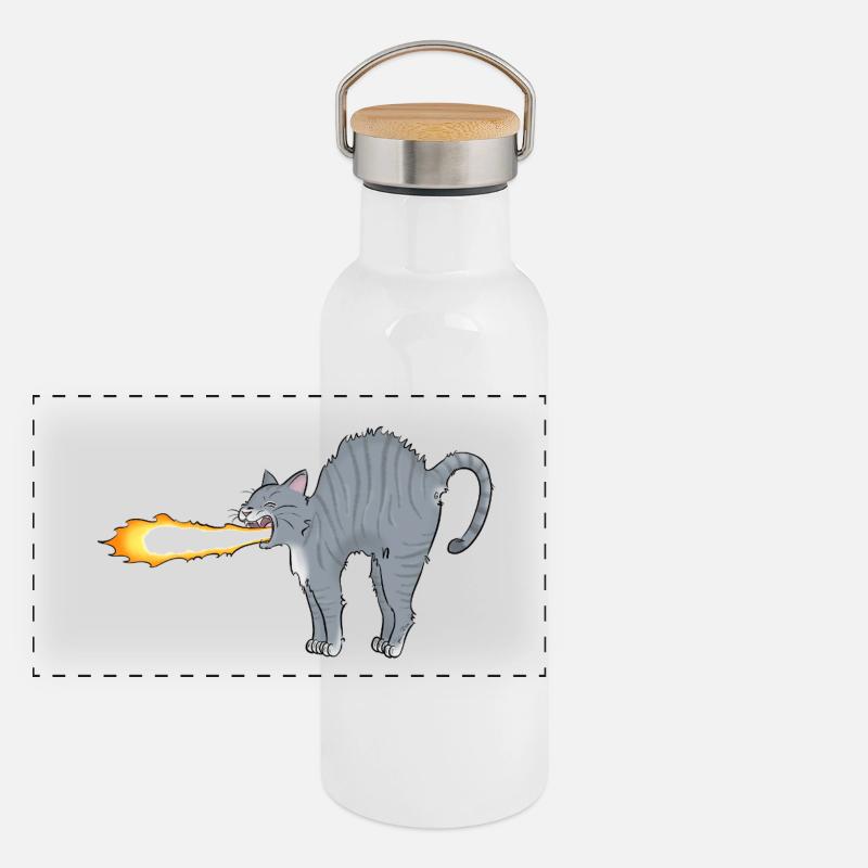 Chat-lumeau Gourde isotherme avec bouchon en bambou