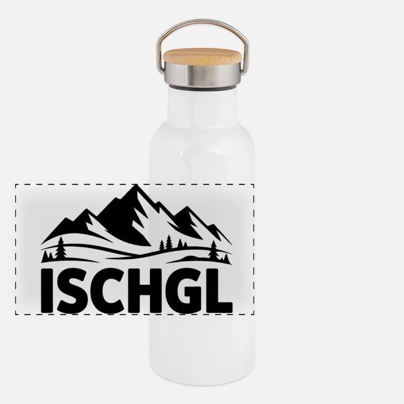 Ischgl - Souvenir Design Panorama Thermosflasche mit Bambusdeckel