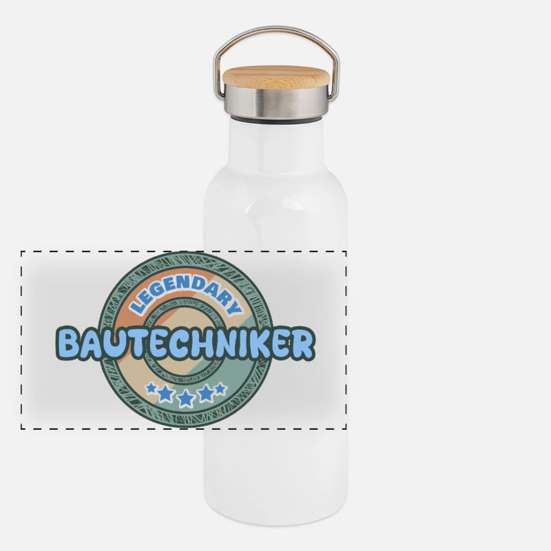 Geschenkidee Bautechniker Panorama Thermosflasche mit Bambusdeckel