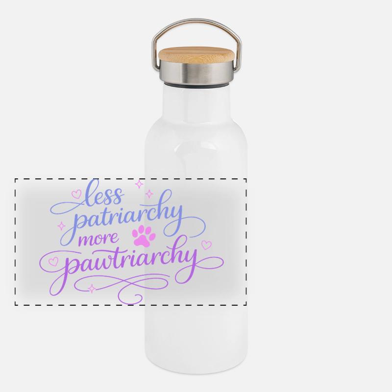 less patriarchy, more pawtriarchy Panorama Thermosflasche mit Bambusdeckel