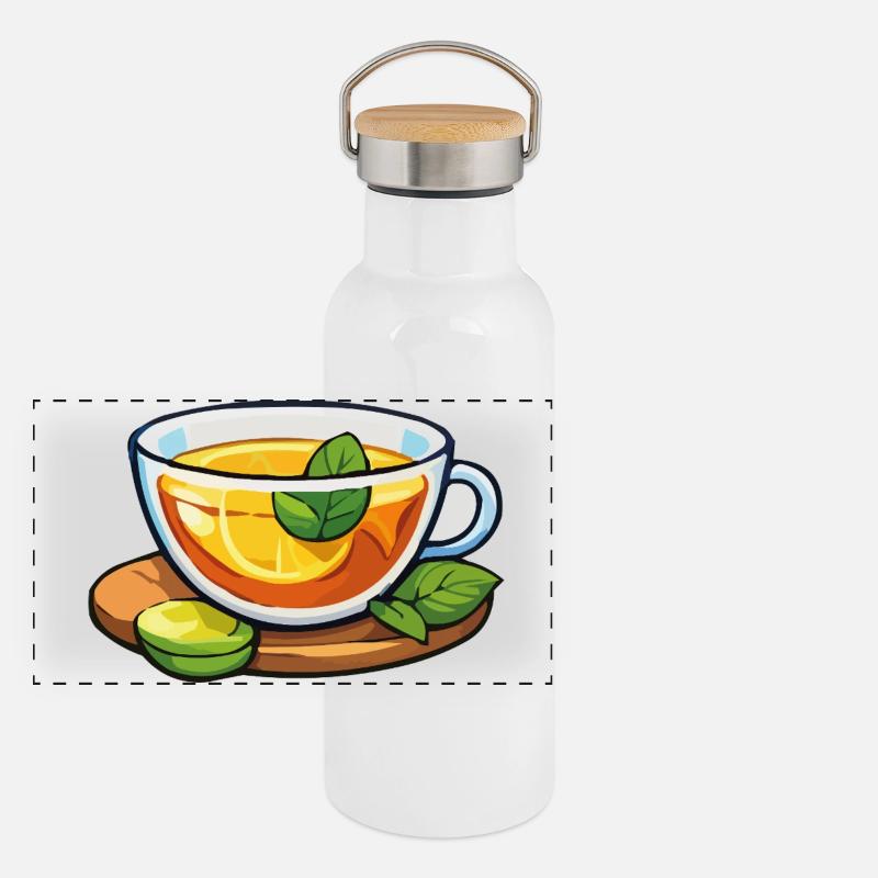 Zitrustee mit Minze Panorama Thermosflasche mit Bambusdeckel