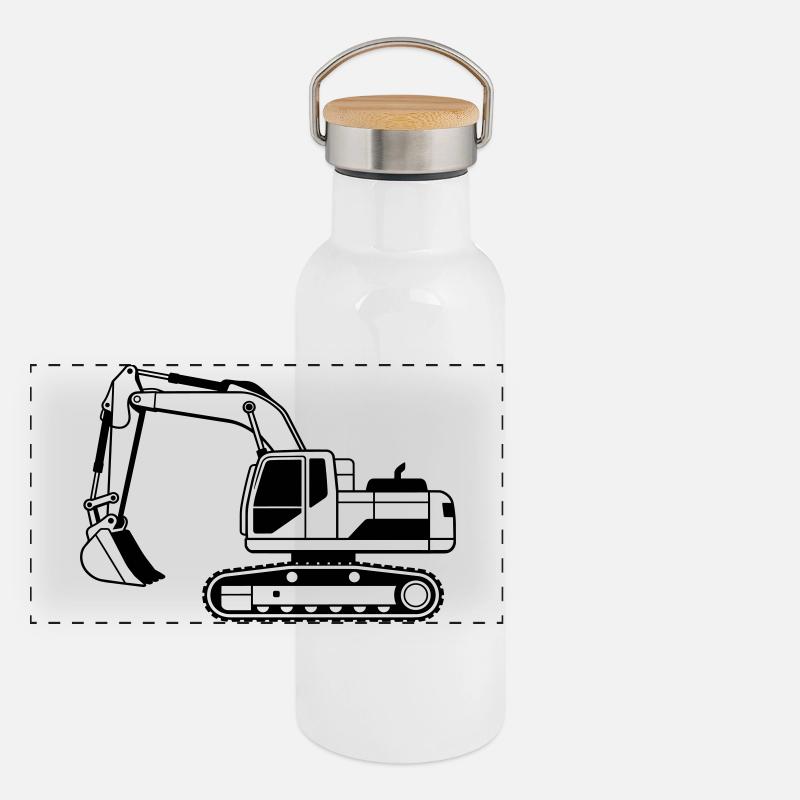 Bagger Panorama Thermosflasche mit Bambusdeckel