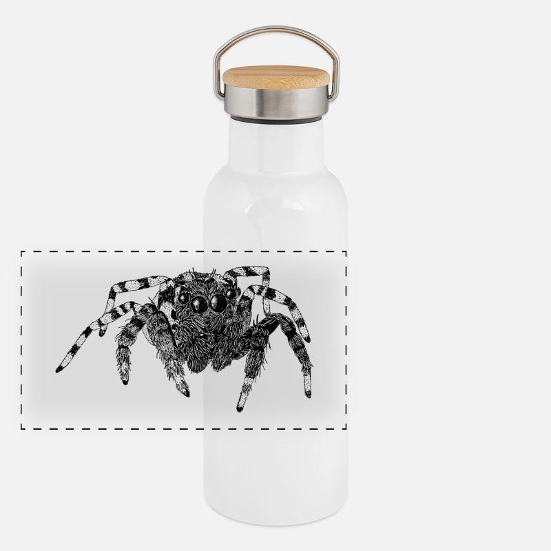 Araignée sauteuse Araignée mignonne Phidippus Arachnide Gourde isotherme avec bouchon en bambou