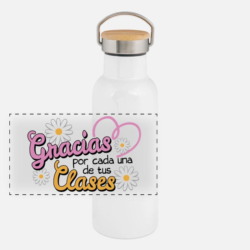 Merci pour vos cours Gourde isotherme avec bouchon en bambou