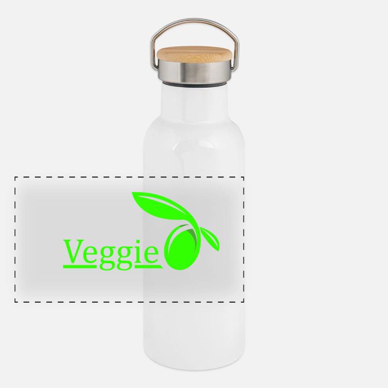 Veggie - végétariens. idée cadeau Gourde isotherme avec bouchon en bambou