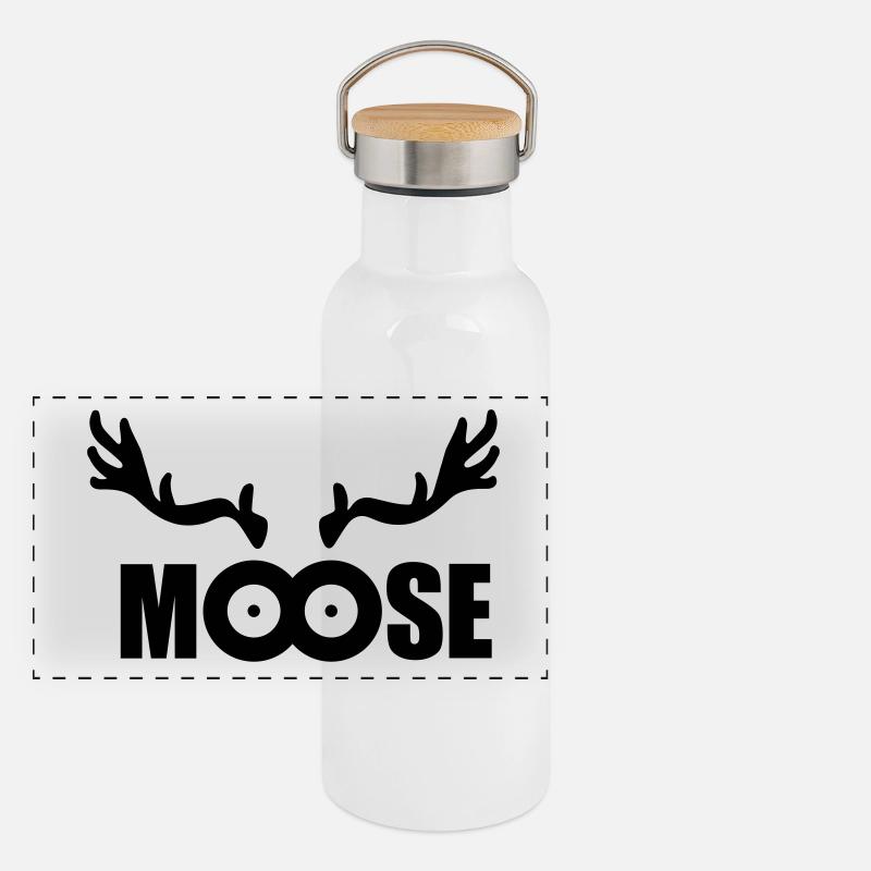 Moose (black) Panoramic Thermal Bottle with Bamboo Lid