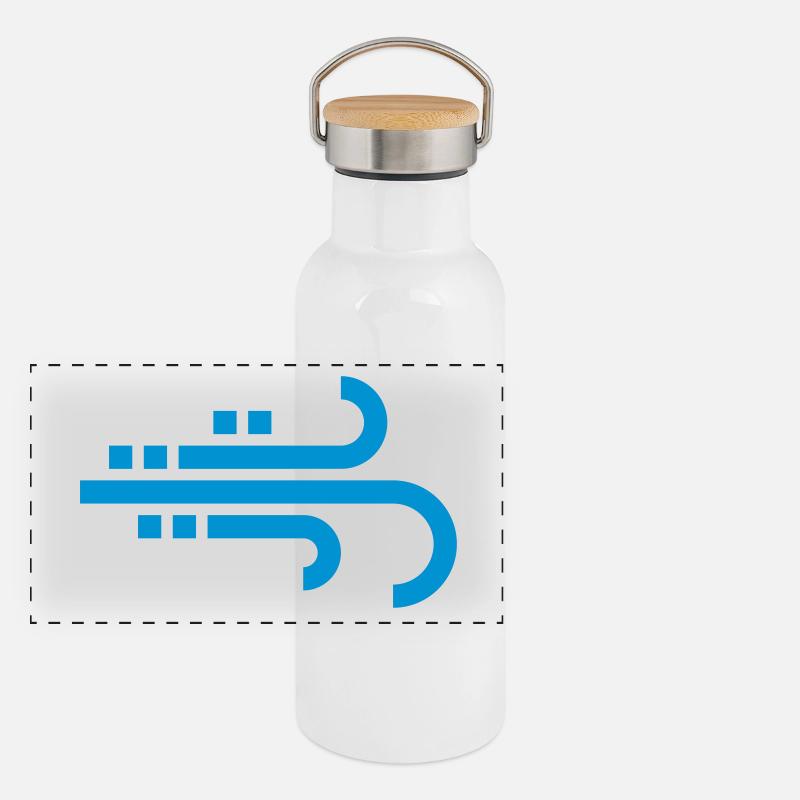 windig, Wind, Symbol, Icon Panorama Thermosflasche mit Bambusdeckel
