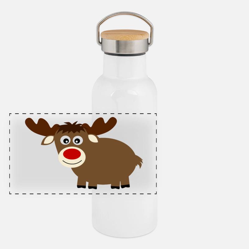 Reindeer Elk mignons cadeaux de Noël drôles Gourde isotherme avec bouchon en bambou
